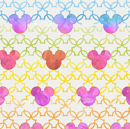 Mouse Ears Watercolor Rainbow Light