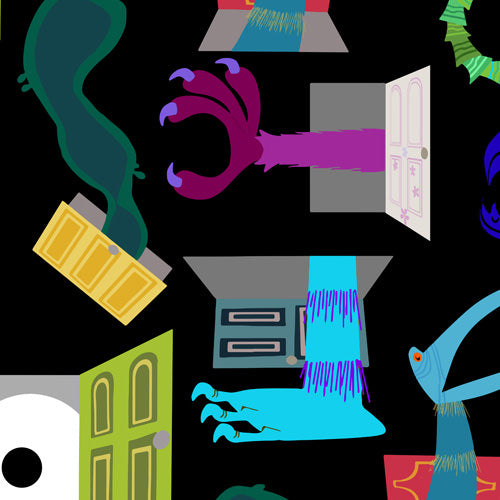 Design thumbnail for Monsters in Closets - Women’s Diagonal Pocket Midi Dress