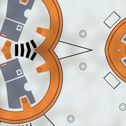 Design thumbnail for Little Round Droid - Women’s Diagonal Pocket Midi Dress