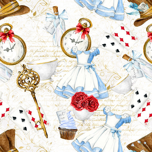 Design thumbnail for Curious Wonderland Icons - Women’s Diagonal Pocket Midi Dress