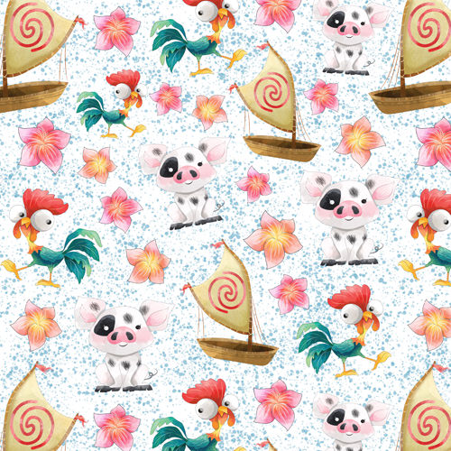 Design thumbnail for Island Pig & Rooster Duo - Women’s Diagonal Pocket Midi Dress