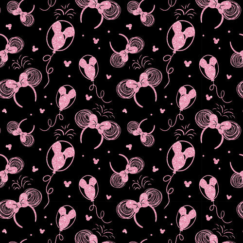 Pink Glitter Minnie Ears and Mickey Balloons