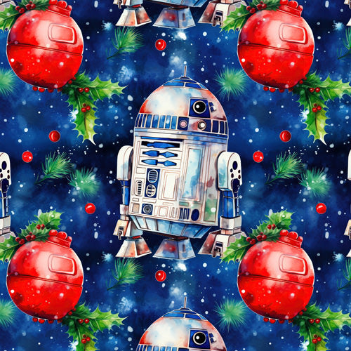 Design thumbnail for Little Blue Christmas Droid - Kid's Sleeveless Skater Dress