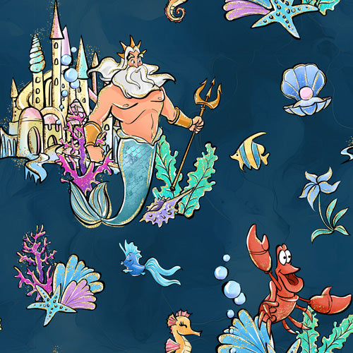 Design thumbnail for Whimsical Sea King and Crab - Kid's Sleeveless Skater Dress