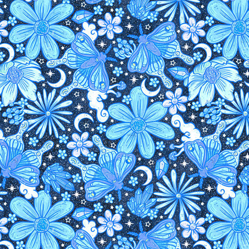 Design thumbnail for Blue Crystal Moths - Girls’ Flowy Pocket Shorts