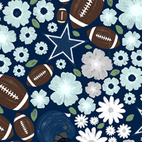 Design thumbnail for Blue Star Blooms - Kid's Sleeveless Skater Dress