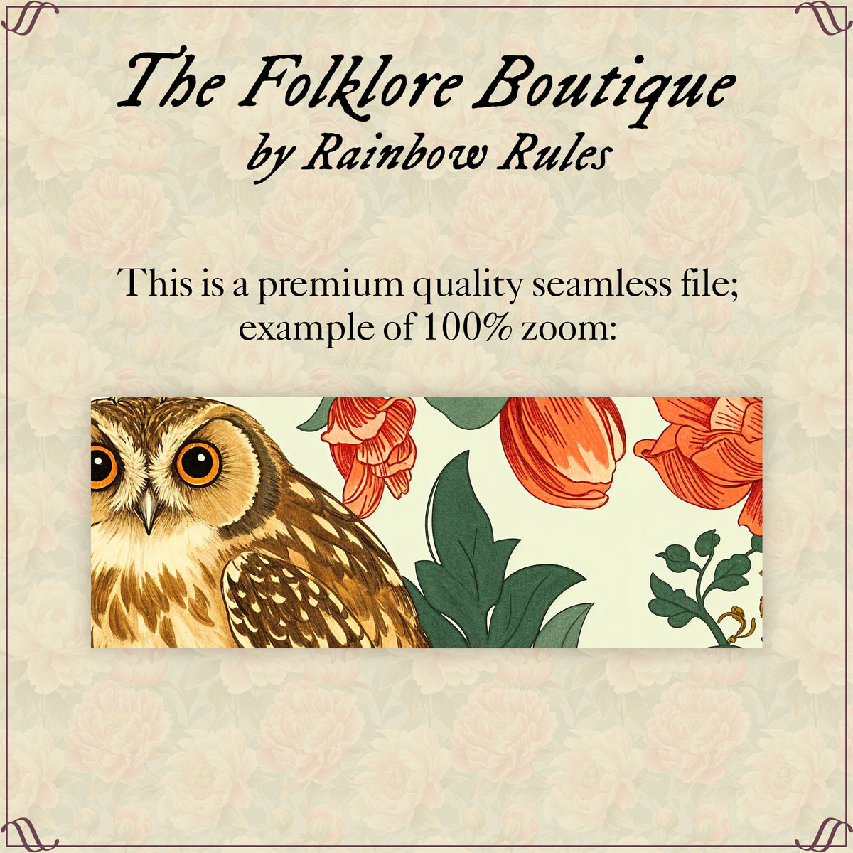 Owls and Florals in Art Nouveau - Digital Seamless Pattern
