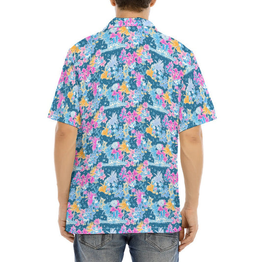 Bright Tropical Whimsy - Vintage Steamboat Captain - Men's Hawaiian Button Up Shirt
