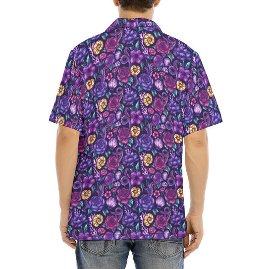 Fairytale Florals – Dark Sea Witch - Men's Hawaiian Button Up Shirt