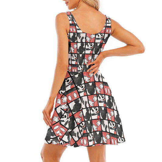 Mouse Block Party - Women's Sleeveless Pocket Skater Dress