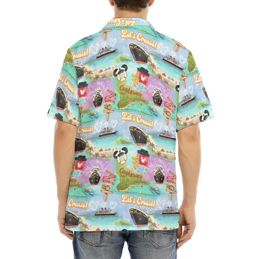 Tropical Castaway Island - Men's Hawaiian Button Up Shirt