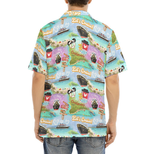Tropical Castaway Island - Men's Hawaiian Button Up Shirt
