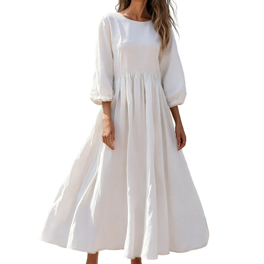 Pick Any Print from our Shop - Women's Textured Puff Sleeve Maxi Dress