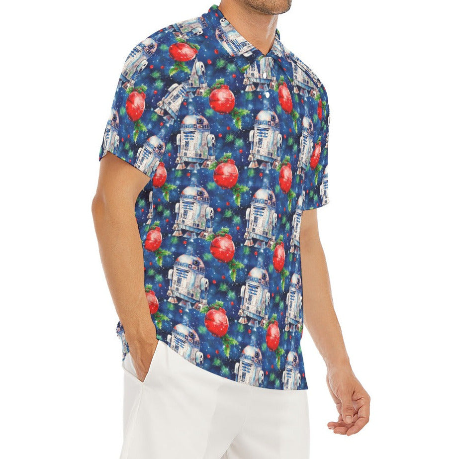 Little Blue Christmas Droid - Men's Polo Shirt