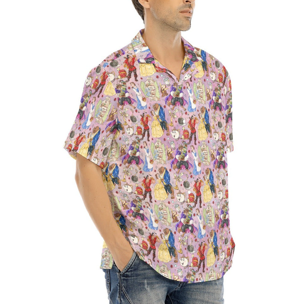 Enchanted Tale Sketch - Men's Hawaiian Button Up Shirt