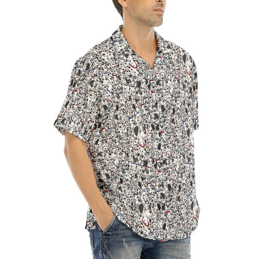 Sketchy Spotted Puppies - Men's Hawaiian Button Up Shirt