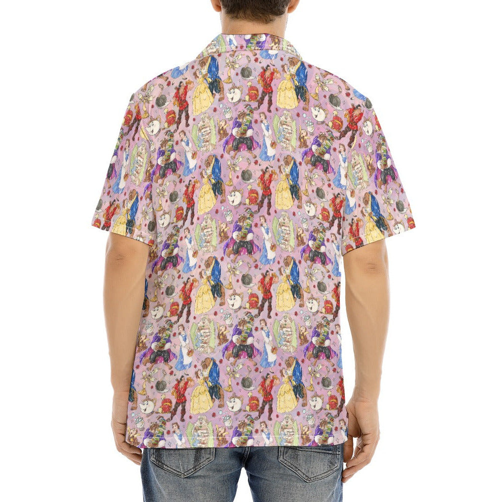 Enchanted Tale Sketch - Men's Hawaiian Button Up Shirt
