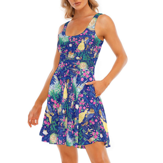 Enchanted Forest Romance - Women's Sleeveless Pocket Skater Dress