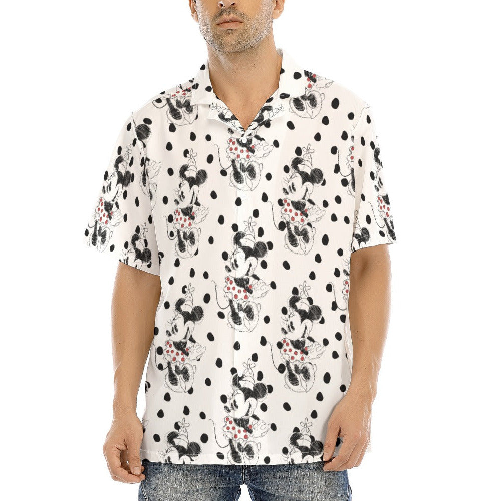 Sketch of Polka Dot Mouse - Men's Hawaiian Button Up Shirt