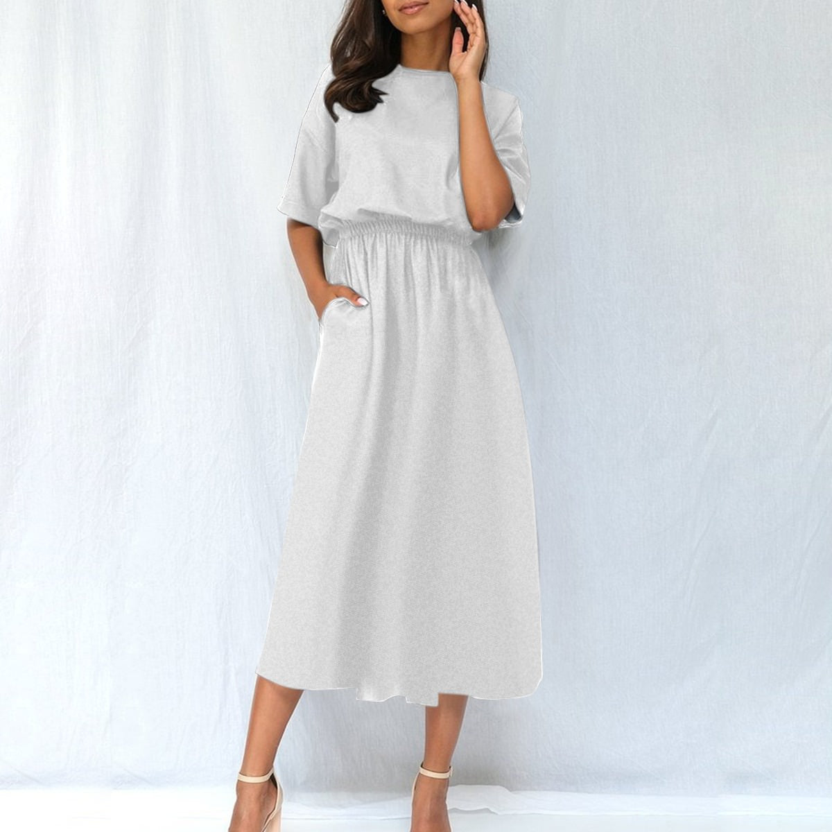 Pick Any Print from our Shop - Women’s Elastic Waist Pocket Midi Dress