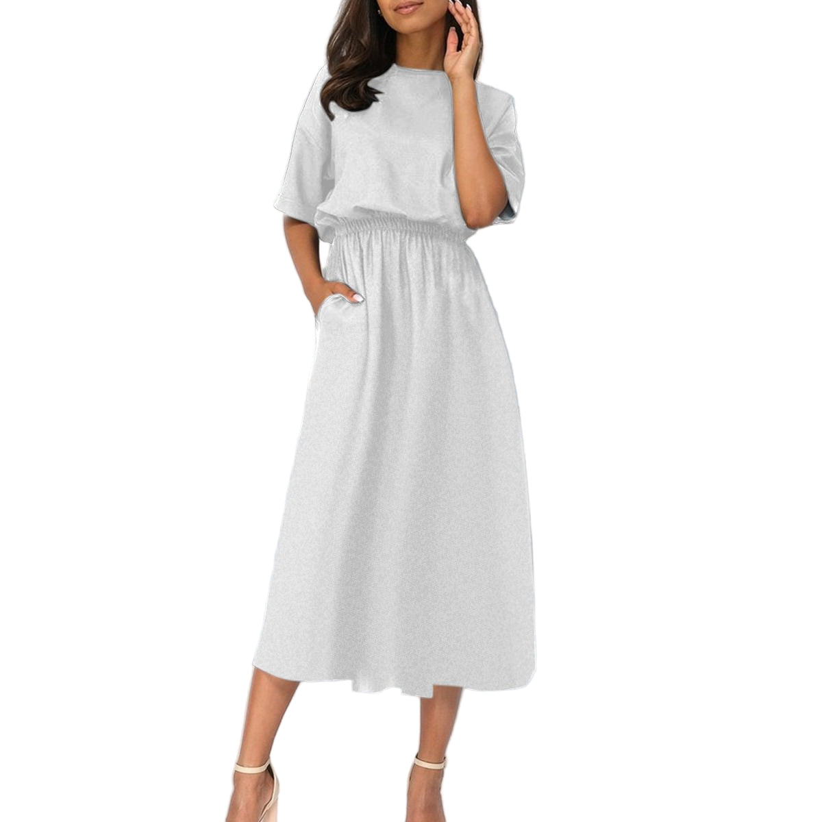 Pick Any Print from our Shop - Women’s Elastic Waist Pocket Midi Dress