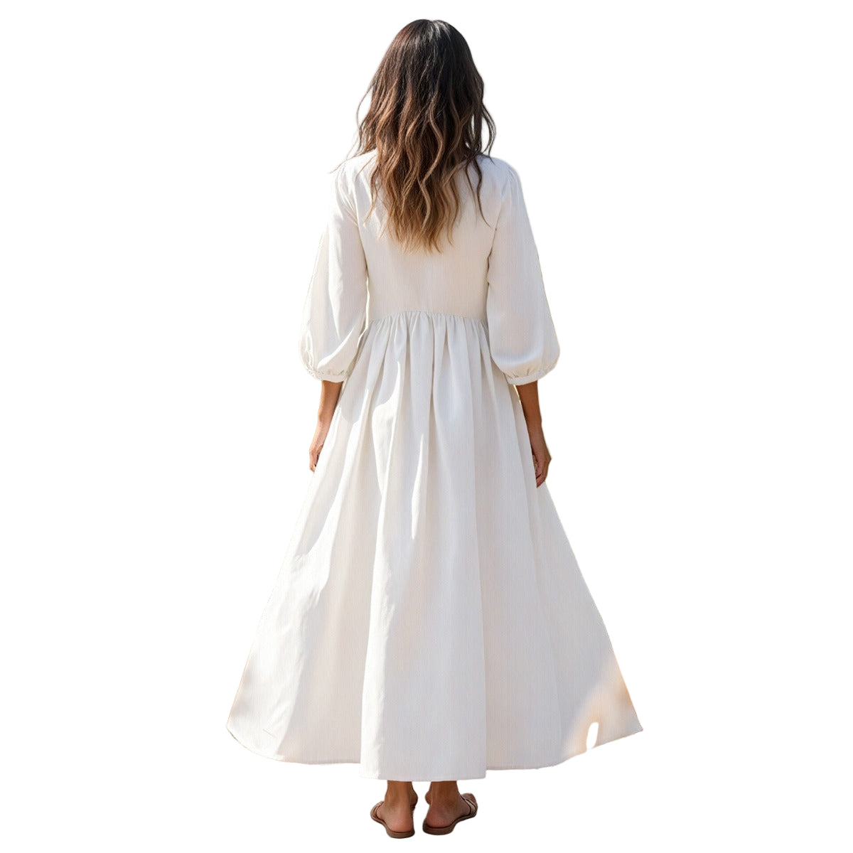 Pick Any Print from our Shop - Women's Textured Puff Sleeve Maxi Dress