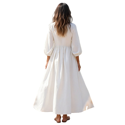 Pick Any Print from our Shop - Women's Textured Puff Sleeve Maxi Dress