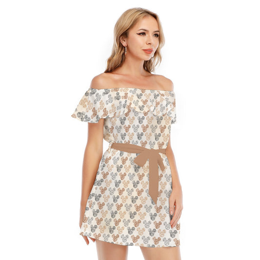 Safari Mouse Ears - Women's Off-shoulder Ruffle Dress