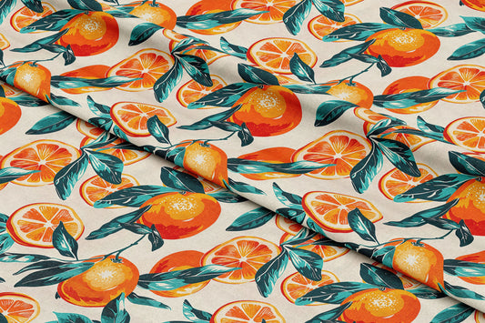 Vintage Oranges on Cream - Digital Seamless Pattern