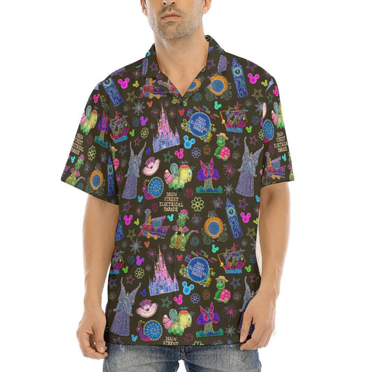 Main Street Neon Parade - Men's Hawaiian Button Up Shirt