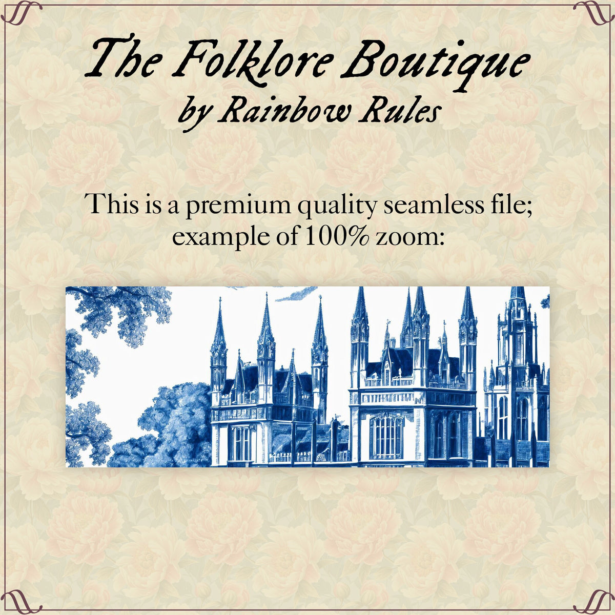 London in Toile de Jouy Style - Digital Seamless Pattern