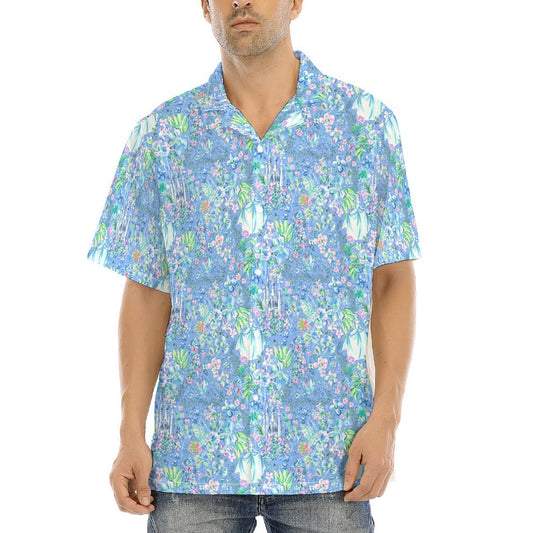 Bright Tropical Princess - Royal Beach Day - Men's Hawaiian Button Up Shirt