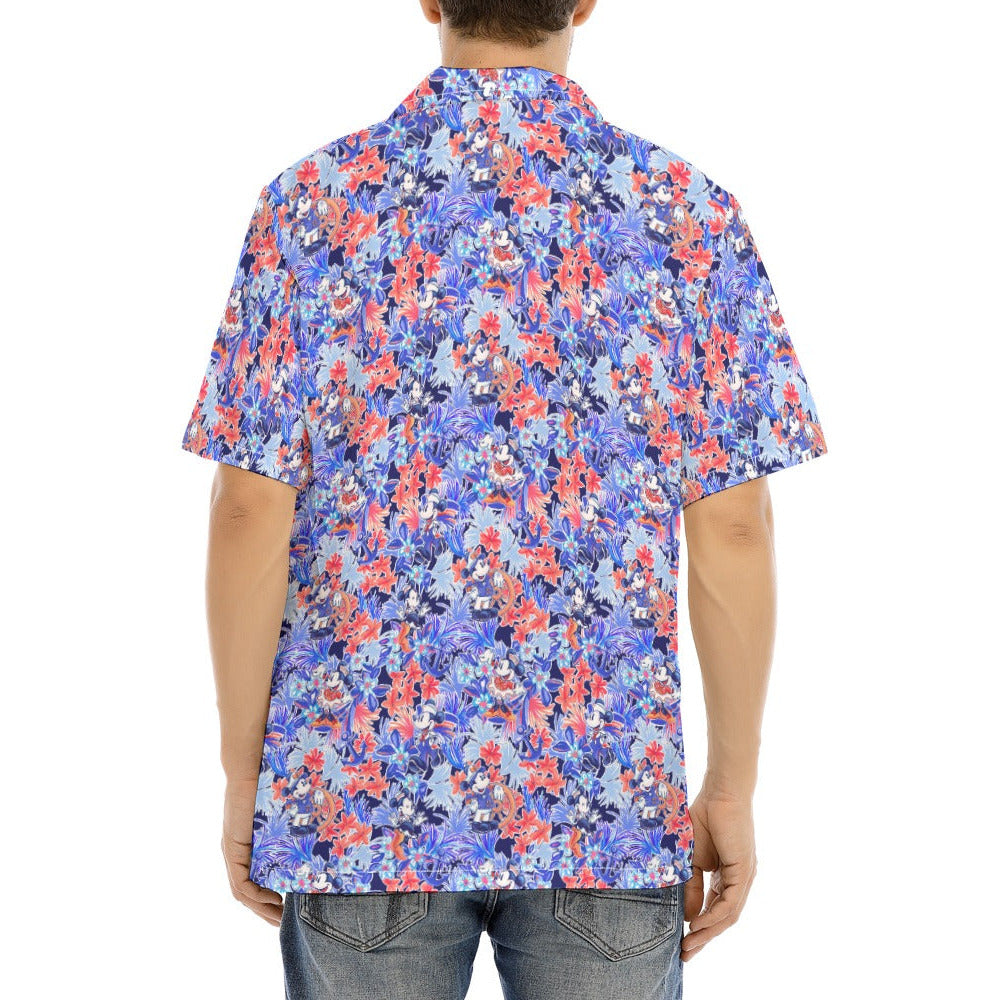 Navy Blooms Cruise - Men's Hawaiian Button Up Shirt