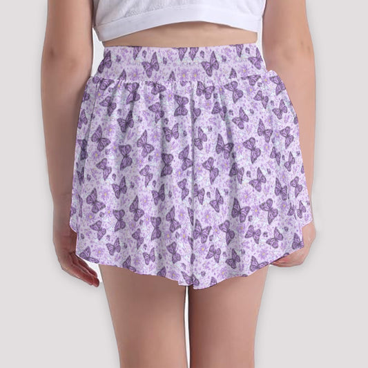 Lavender Butterflies - Girls’ Flowy Pocket Shorts