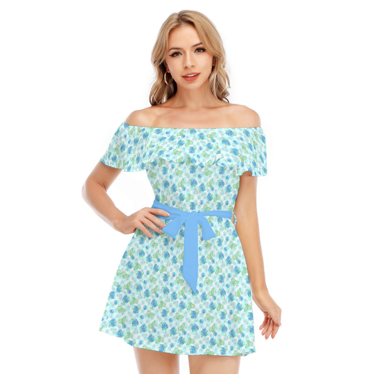 Summer Fruits - Blueberry - Women's Off-shoulder Ruffle Dress