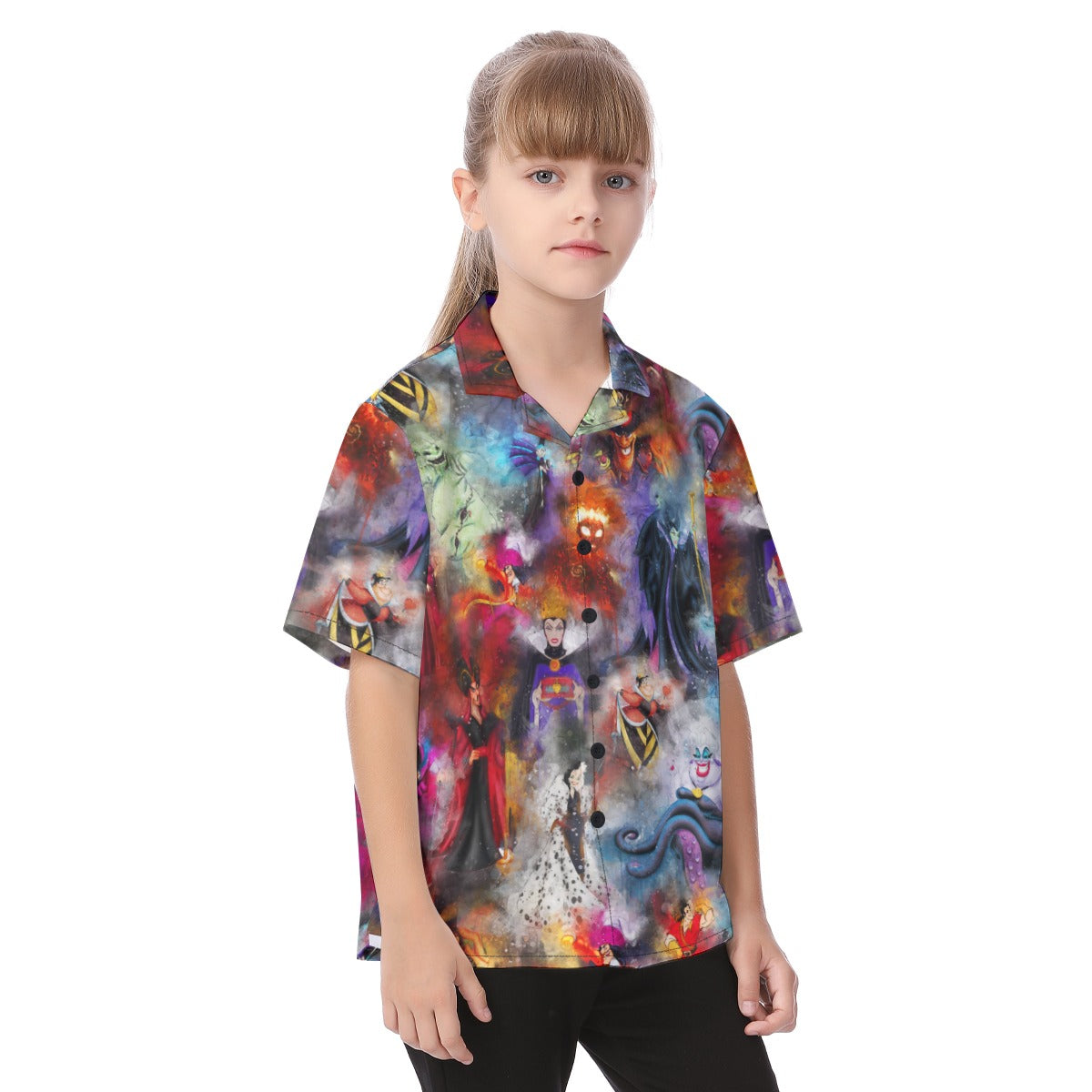 Watercolor Wicked Villains - Kid's Hawaiian Button Up Shirt