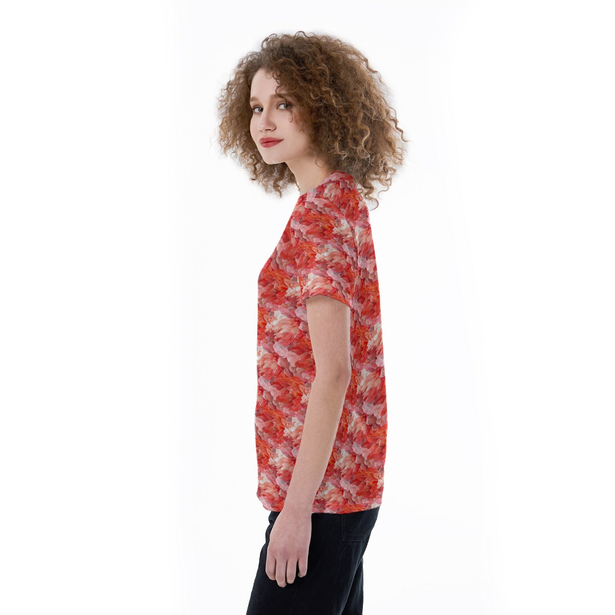 Animal Print - Flamingo - Women's Short Sleeve V-Neck T-Shirt