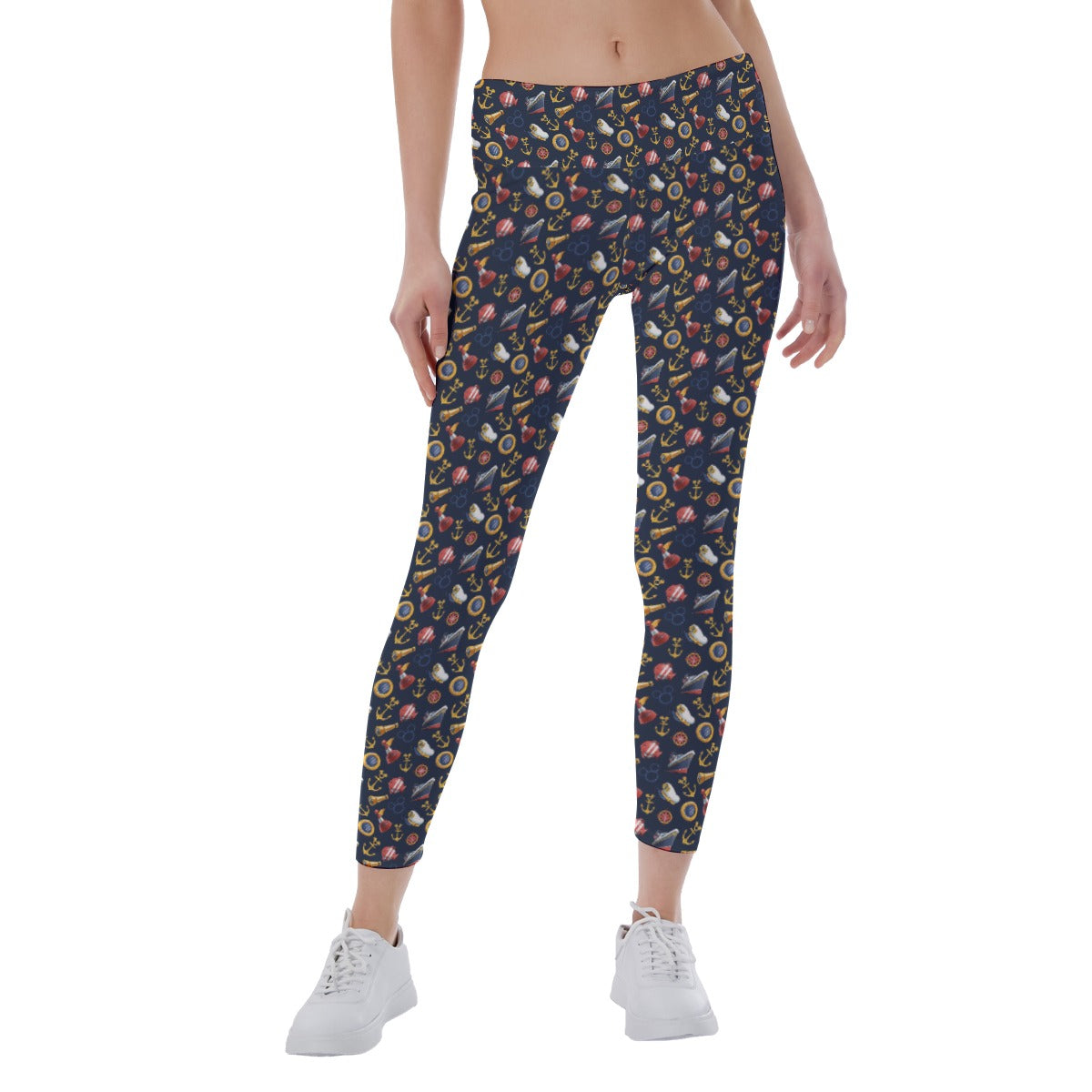 Mouse Ear Nautical Icons - Women's Yoga Leggings
