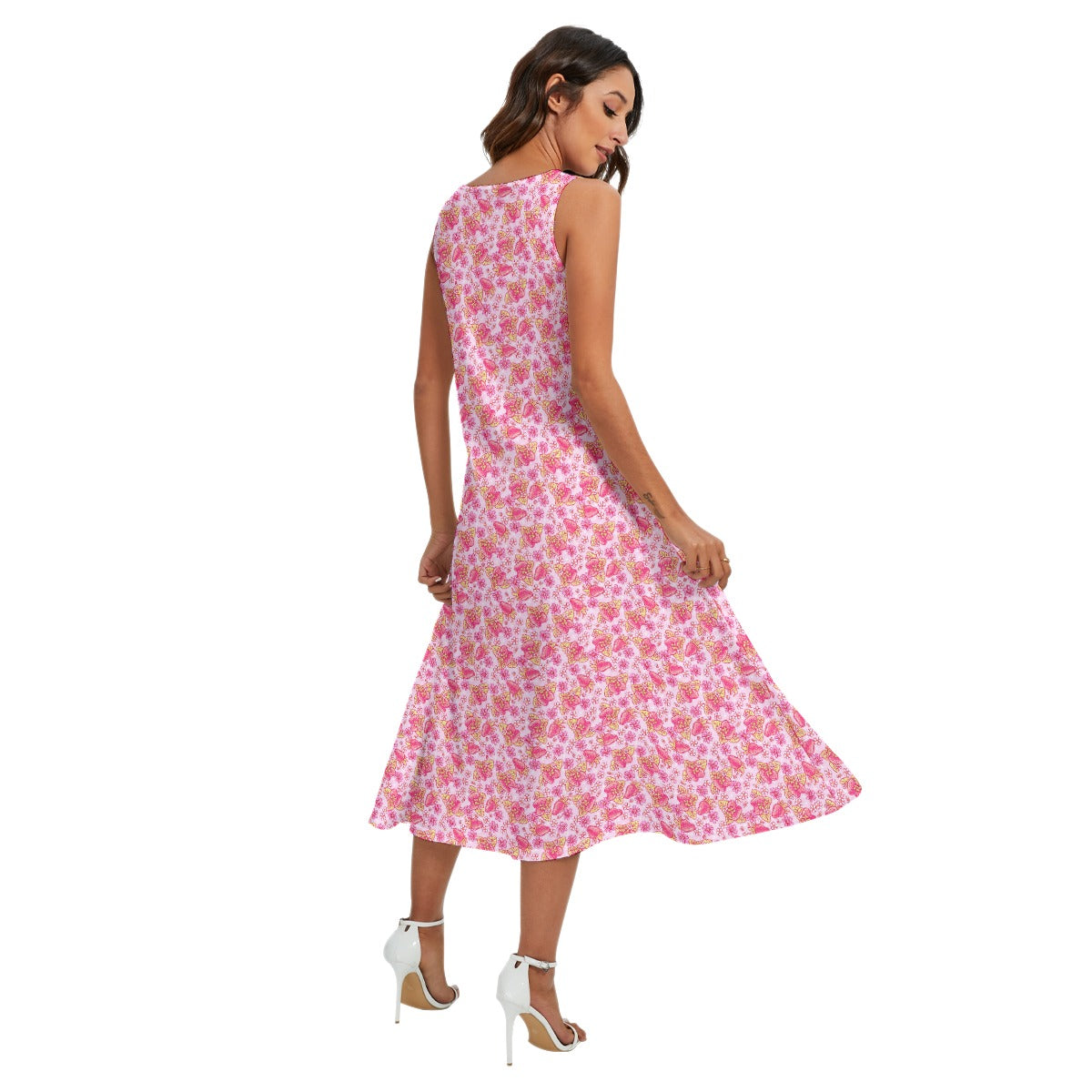 Summer Fruits - Strawberry - Women’s Diagonal Pocket Midi Dress