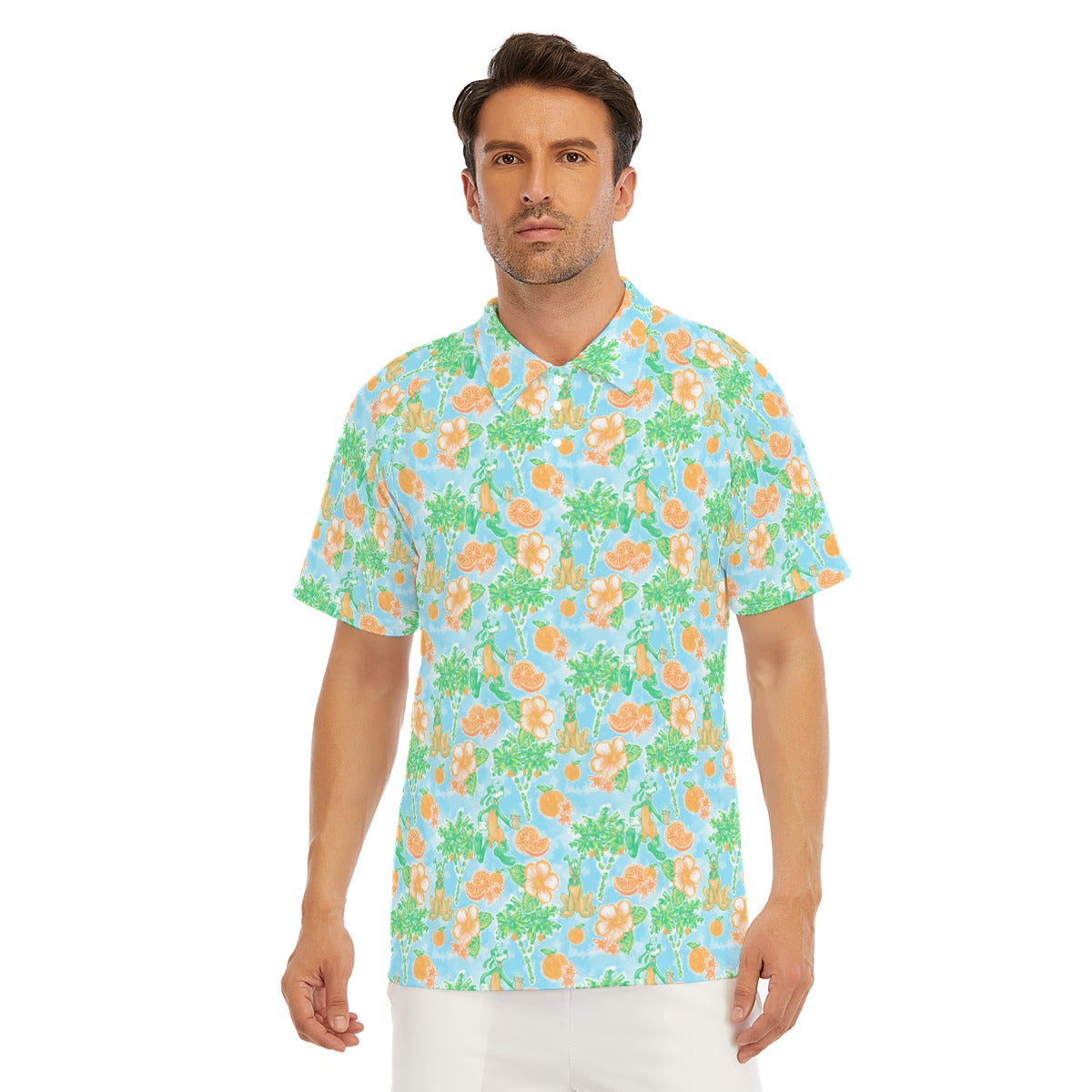 Neon Tangerine Island Pals - Men's Polo Shirt