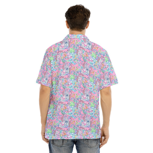 Bright Tropical Dreams - Enchanted Squeaky Helpers - Men's Hawaiian Button Up Shirt