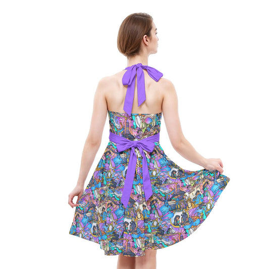 Magic Carpet Storybook Scenes - Women's Halter Vintage Pocket Dress