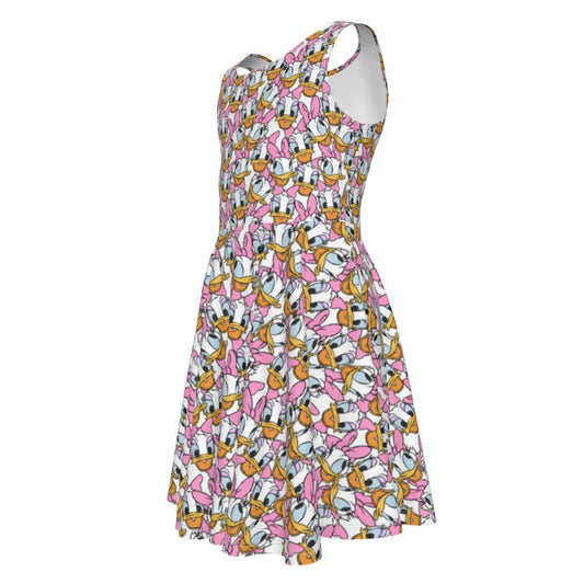 Many Faces of Sassy Duck - Kid's Sleeveless Skater Dress