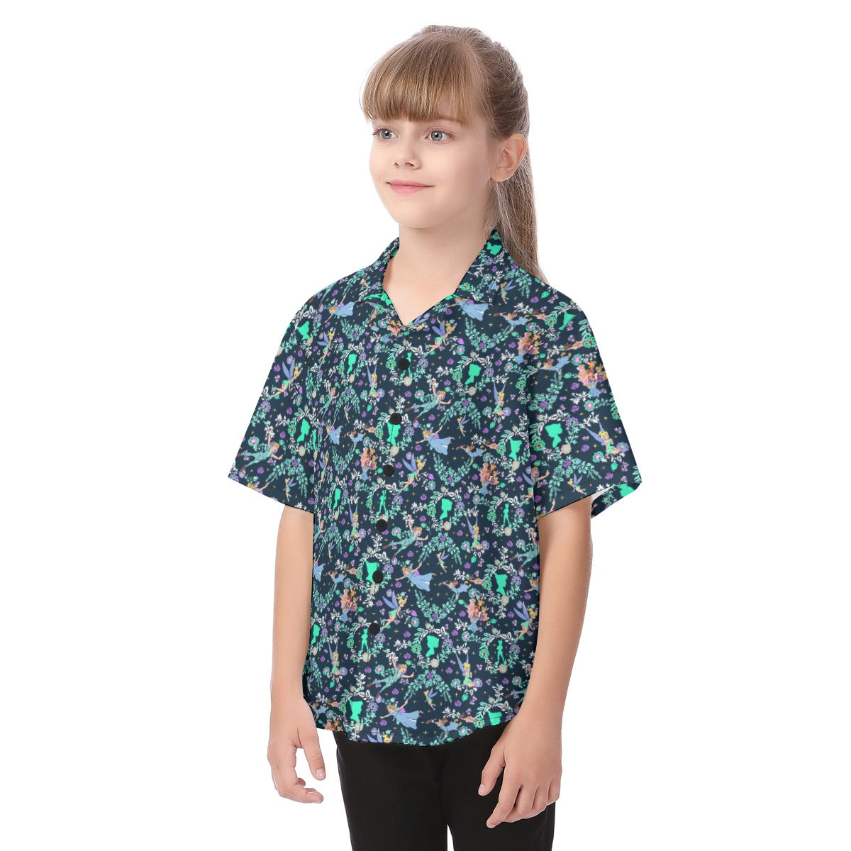 Garden Whimsy - Neverland Flight - Kid's Hawaiian Button Up Shirt