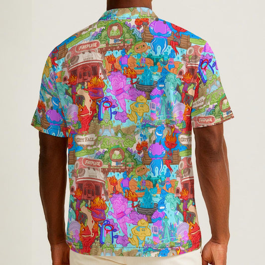 Element City Scene Collage - Men’s Cotton-Rich Button Up Shirt