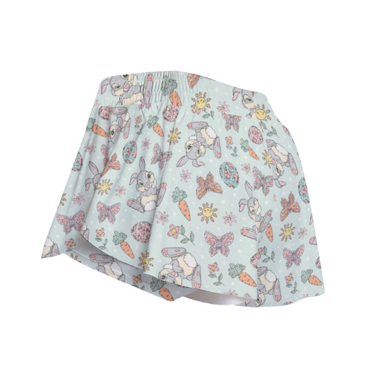 Springtime Bunny Cheer - Women's Flowy Pocket Shorts