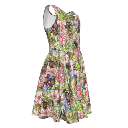 Bayou Royal Sketchched - Kid's Sleeveless Skater Dress