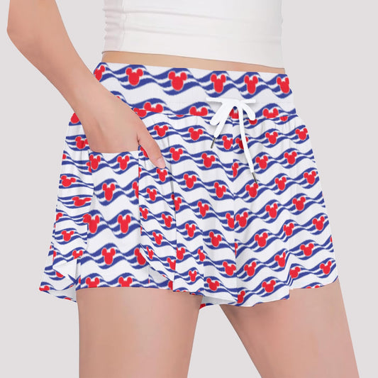 Nautical Cruise Logo Print - Girls’ Flowy Pocket Shorts
