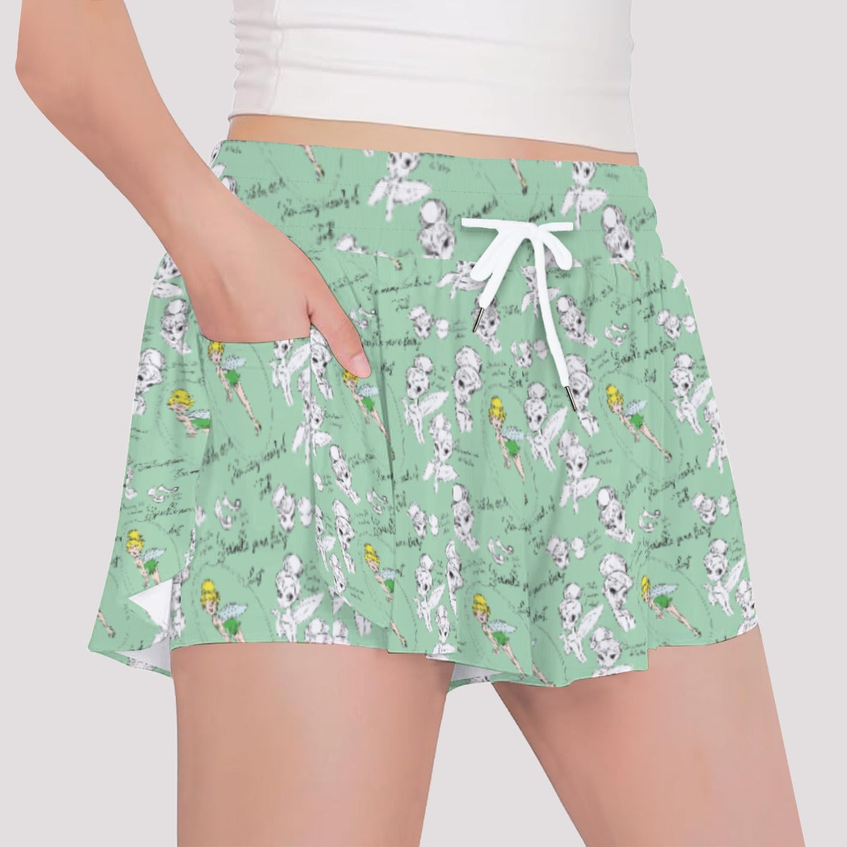 Drawing Pixie Fairy - Girls’ Flowy Pocket Shorts