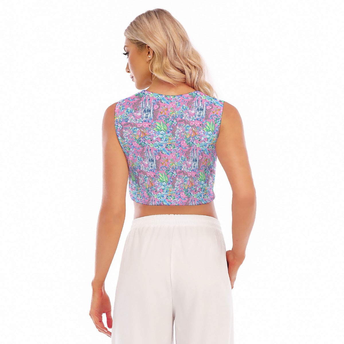 Bright Tropical Dreams - Enchanted Squeaky Helpers - Women’s Sleeveless Cropped Tee